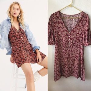 Free People Provence Pink Floral Mini Dress